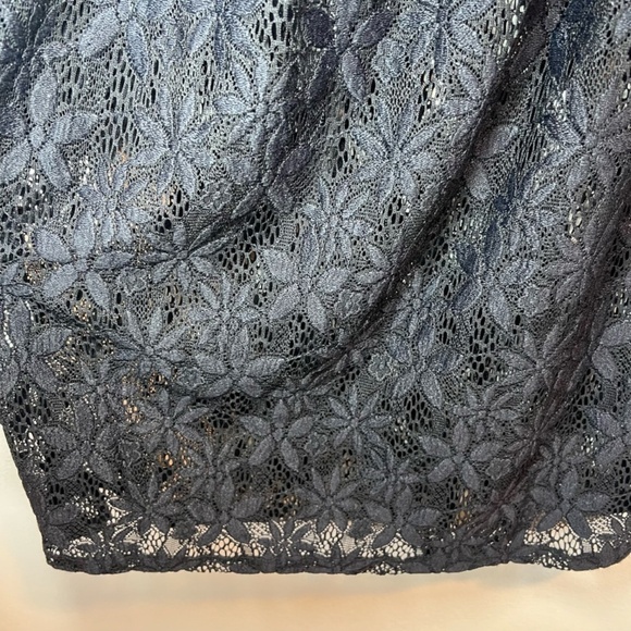 J. VALDI Womens Floral Crochet Lace Tunic Swim Cover Up Dress Black NEW Sz Large - Picture 14 of 15